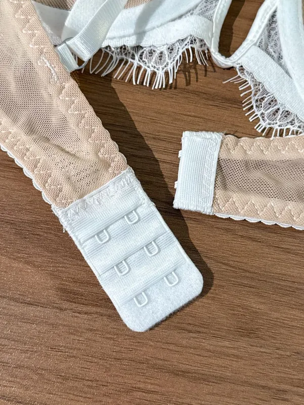 French Lace Eyelash White Bralette And Panties Set Women's Summer Thin Sexy Pure Desire Underwear Two-Piece Set
