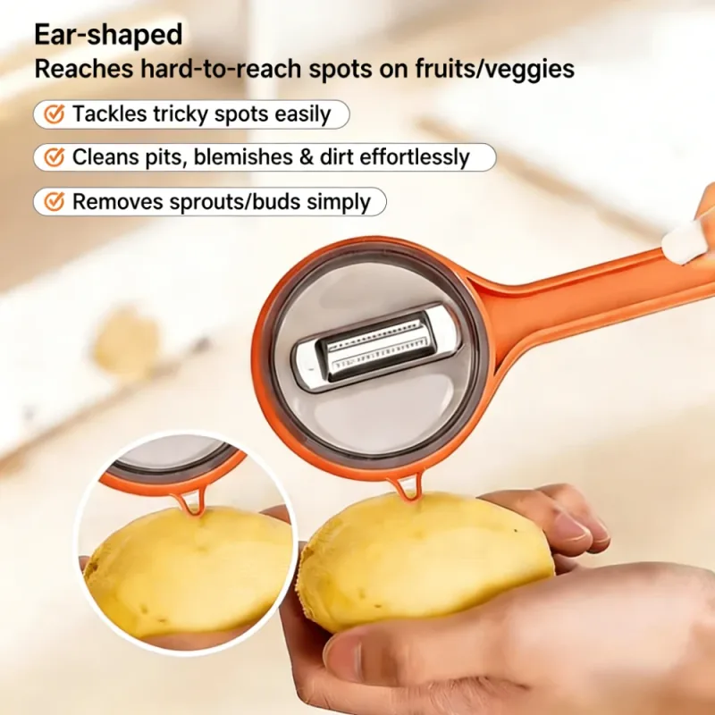 Multi-functional Fruit Vegetable Peeler with Peel Storage No Splashing Hanging Design Easy To Clean Potato Eye Remover Kitchen — image 2