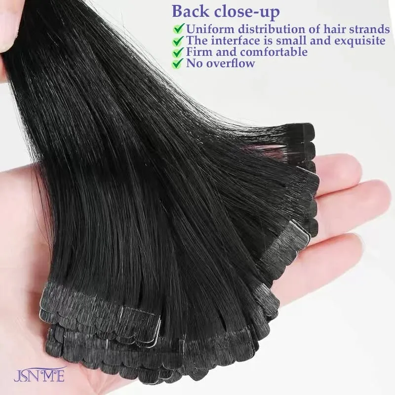 Mini Tape In Hair Extensions Seamless Invisible SKin Weft 100% Remy Human Hair Black Brown Blonde For Salon For Women — image 4
