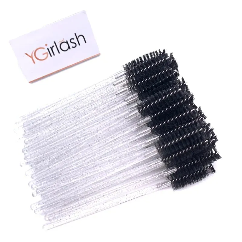 YGirlash 50ks Lash Swans Crystal Aplikátor řas Jednorázové diamantové držadlo Nylonové kartáčky na řasenky Kosmetické nástroje — image 24