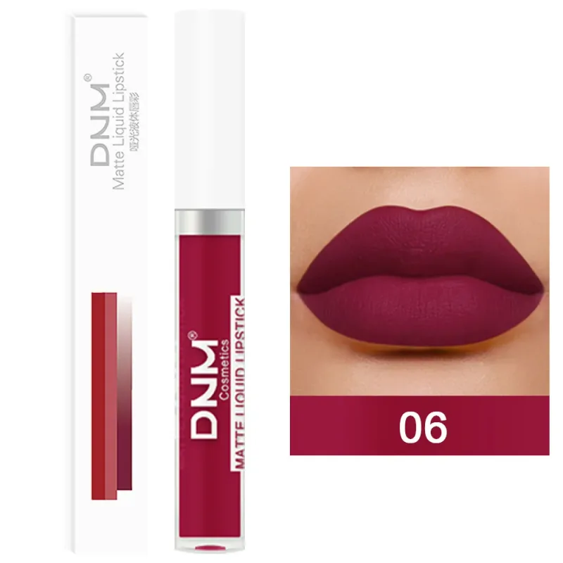 DNM 19 Färg Matt sammet flytande läppstift Vattenfast Håller Ej lätt att bleka Lipgloss Makeup Lila Röd Nude Lip Tint Kosmetika