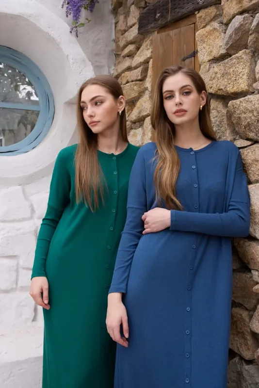 AS SS26 summer loose style button dress comfortable ribbing fabric dress o-neck lady clothes — image 1