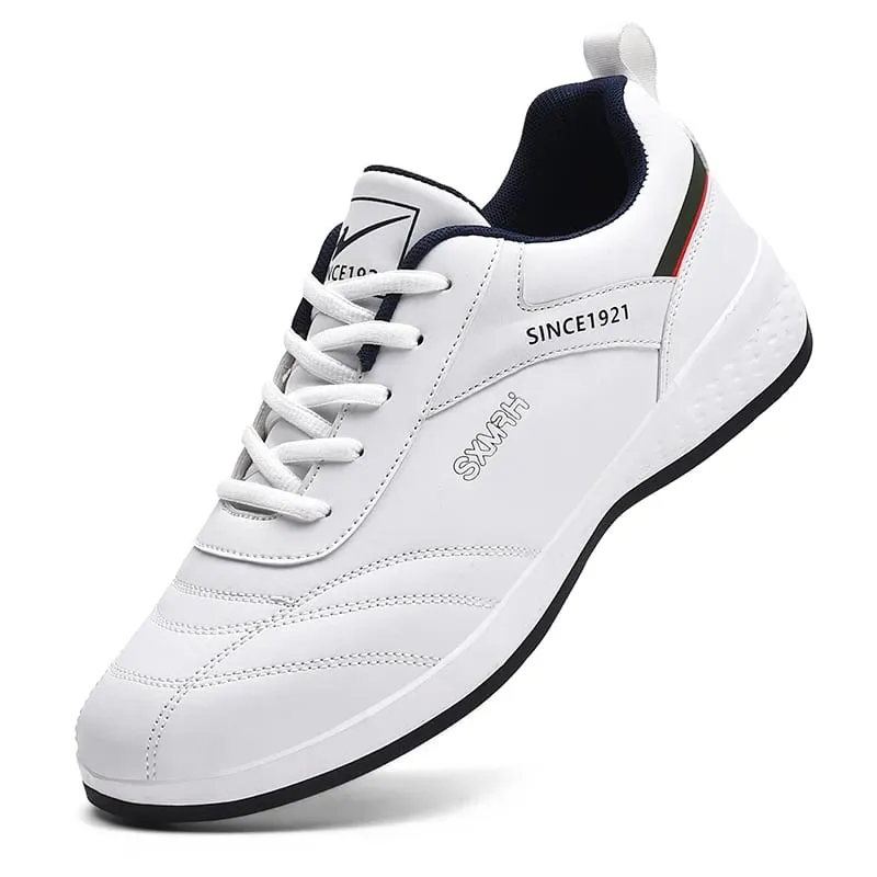 Double Star Men's White Leather Casual Sneakers Lightweight Breathable Non-slip Walking Sport Shoes — image 8