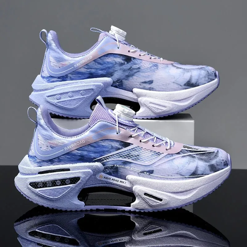 Elastic Speed Running Shoes for Men Carbon Plate Push Rotating Buckle Sports Shoes for Women Professional Shock-Absorbing