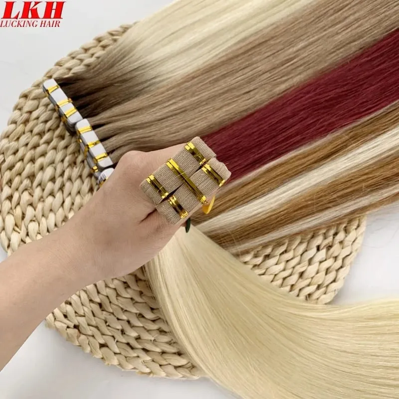 Luckinghair Wholesale 100% Virgin Double Drawn Straight Invisible Human Hair Tape in Extensions Wave Style — image 6