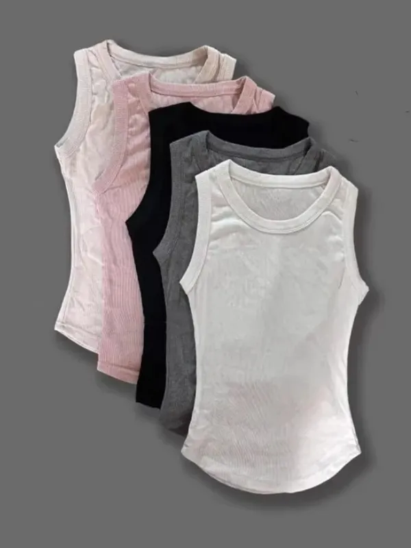 Women Camisole Korean Style Slim Versatile Tank Top 2026 Summer Sexy Crop Top Soft Solid Thin Shirt White Y2K Bodycon Vest — image 6