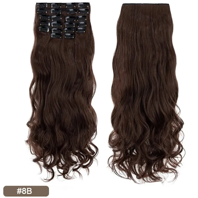 180g 12PCS Wavy Clip in Hair Extensions 22" Long Synthetic Thick Clip On Hair Extensions for Women Full Head Hairpiece — image 10