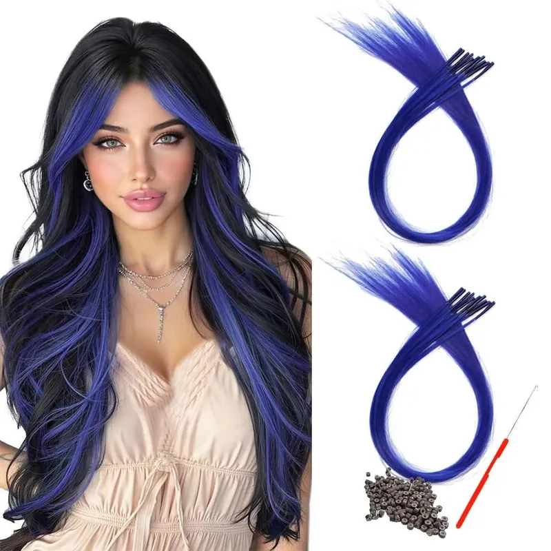 20roots 16inch I-tip Fusion colorful Synthetic Hair Extensions with crochet hook and ring Y2K style — image 12