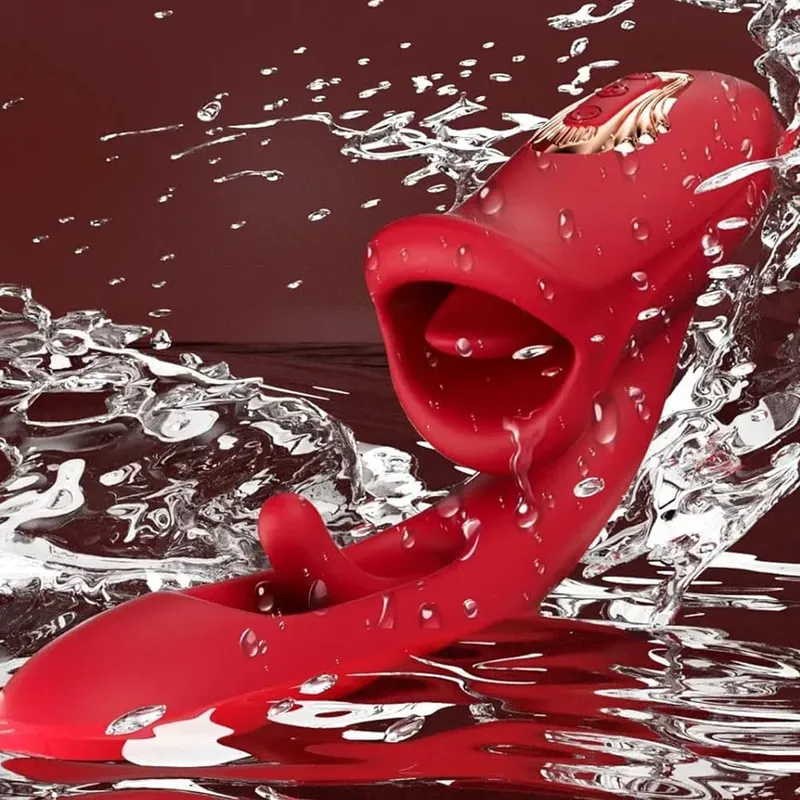Female Sucking Tongue Licking Patting Dildo Vibrator Clitoris G-Spot Pussy Stimulator Vagina Masturbator Sex Toys for Couples
