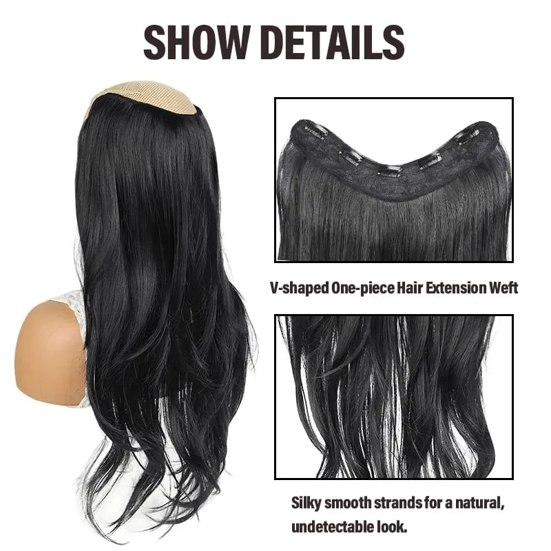 26 Inch Synthetic Clip-In Hair Extension V-Shape Layered Wig for Short to Long Instant Transformation — image 3