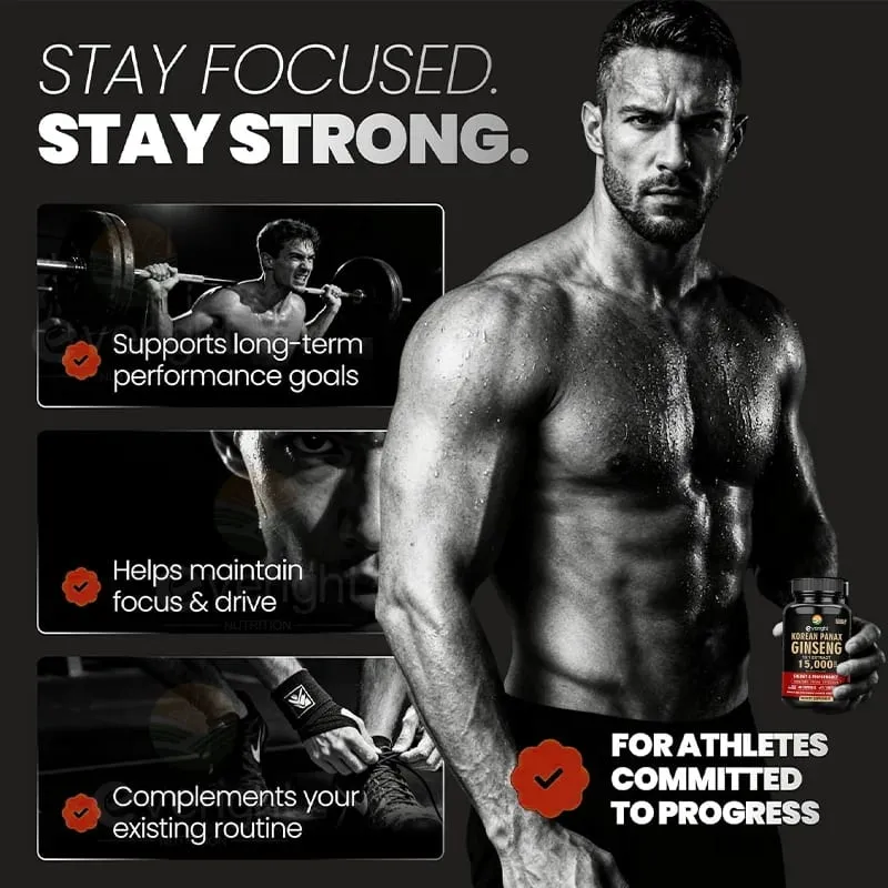 Red Korean Ginseng Supplement for Men - Extra Strength 10:1 Extract - Energy Focus Productivity Performance - Natural & Vegan — image 5