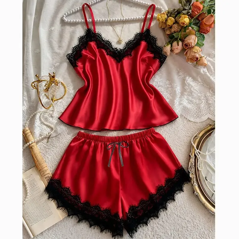 Silky Bra Shorts Pajamas Set Solid Summer Lingerie Women Intimacy Sets Comfortable Seamless Bras Underwear Satin Home Apparel — image 7
