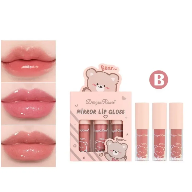Dragão ranee 3 pçs espelho conjunto de brilho labial hidratante brilhante brilho labial hidratante pérola batom líquido dos desenhos animados conjuntos de brilho labial — image 5