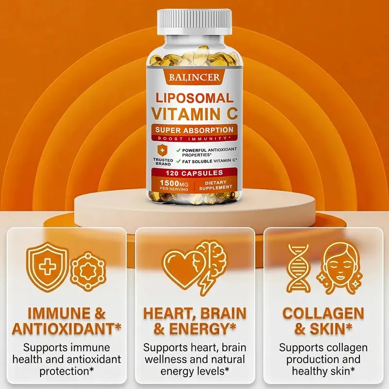 Vitamina C lipossomal apoia a saúde antioxidante e a função imunológica, alta absorção, não OGM, sem glúten - 120 cápsulas — image 4