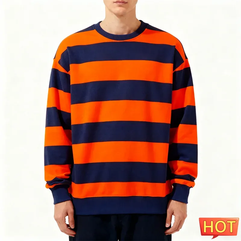 Simple Striped Graphic Sweatshirts For Men Fashion Trendy Long Sleeve 3D Printed Ugly Sweatshirt Casual Oversized Pullovers Tops