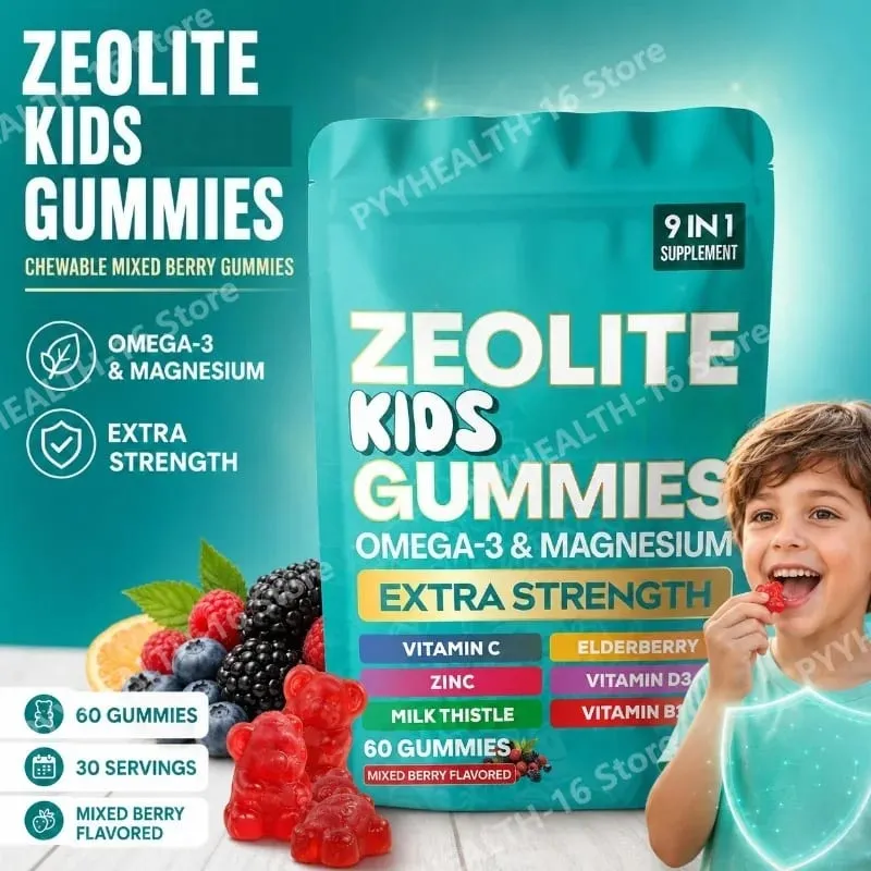 Kids Multivitamin Gummies with Omega 3 Magnesium Zinc Vitamin C D3 B12 Mixed Berry Flavor Daily Wellness Supplement 60 Gummies — image 1