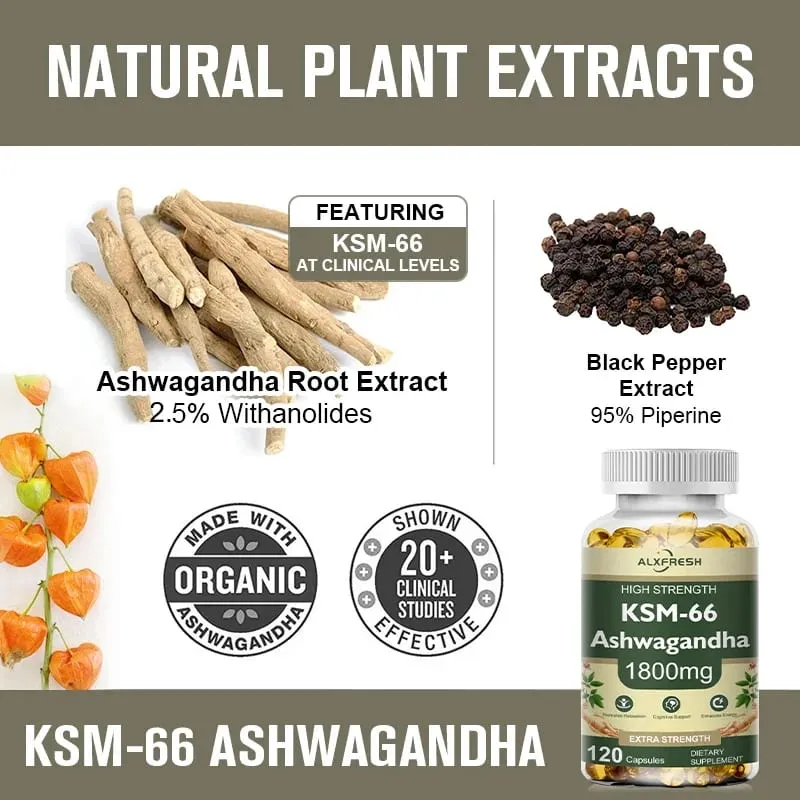 KSM-66 Bio-Ashwagandha-Kapseln mit Zink | GVO-frei, vegan | Premium-Formel-Gesundheitsergänzungsmittel — image 4