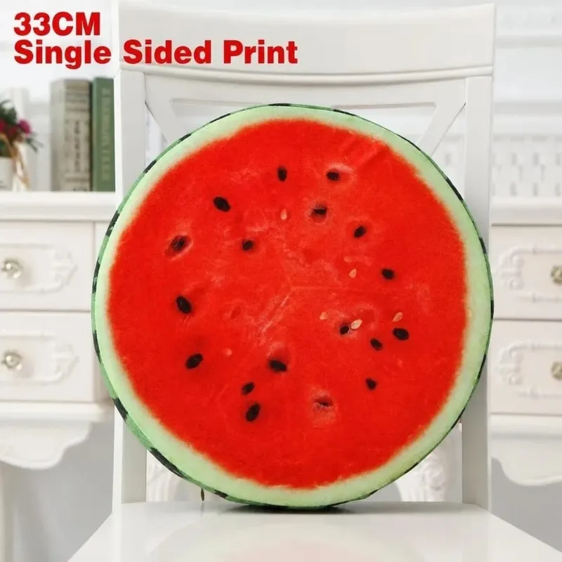 Creative Round Fruit Pillow Fruit Slice Print Simulation Throw Pillow Stuffed Inner Plush Fabric Plush Pillow Office Rest