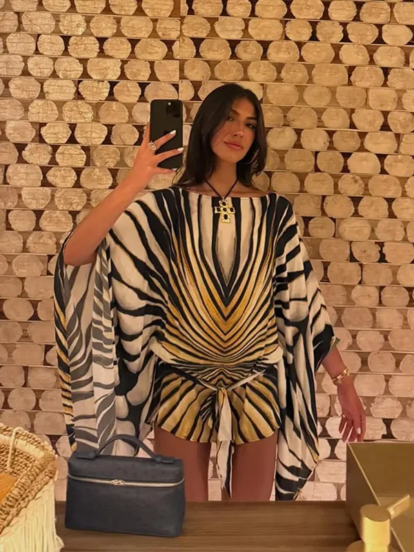 Sexy Leopard Chiffon Women's Mini Dress Urban Batwing Sleeve High Waist Female Dresses 2026 Spring Summer Lady Beach Robe New — image 3
