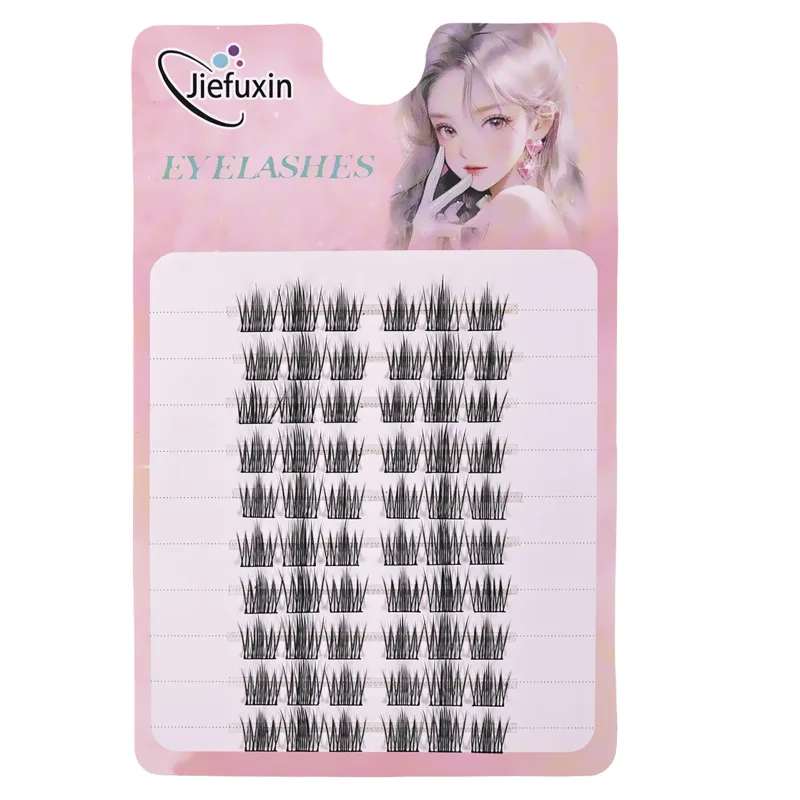 Soft Tapered Thick Manga Fox Eye Individual Clusters Jiefuxin Large Capacity DIY Lashes Simple Operation for Makeup Newbies