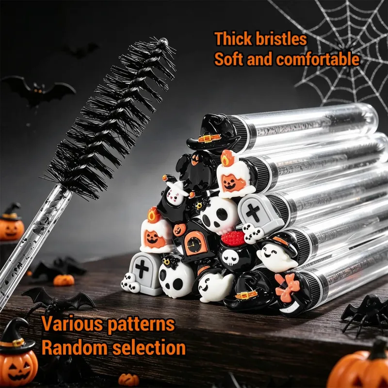 20Pcs Halloween Eyelash Spoolies Mascara Wands for Extensions Spooky Skull Pumpkin Gothic Eyebrow Brushes Lash Tech Supplies Gif — image 2