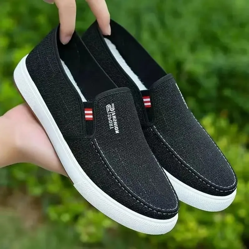 New Fabric Shoes for Men Casual Breathable One Foot Flat Wear-Resistant Anti Slip Lightweight Work Shoes