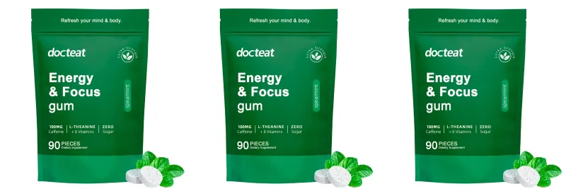 Energy & Focus Gum with Caffeine L-Theanine B Vitamins &Green Coffee Extract Sugar Free Dietary Supplement for Adults90 Pieces — image 9