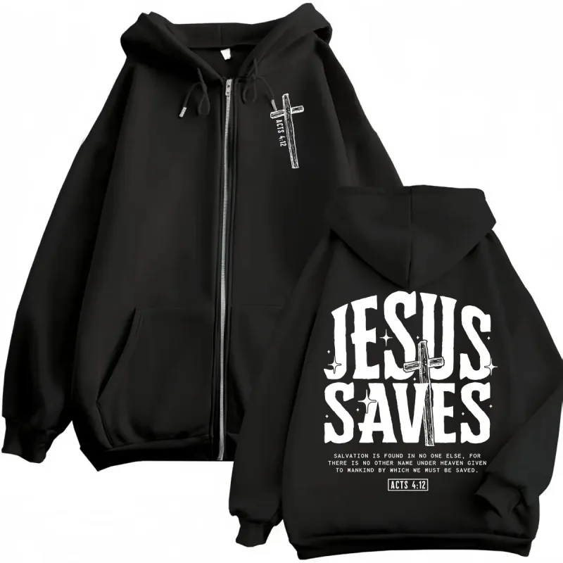 Jesus Christian Bible Verse Zipper Hoodie Men Women Clothing Fashion Aesthetic Zip Up Pullovers High Quality Fleece Sweatshirts