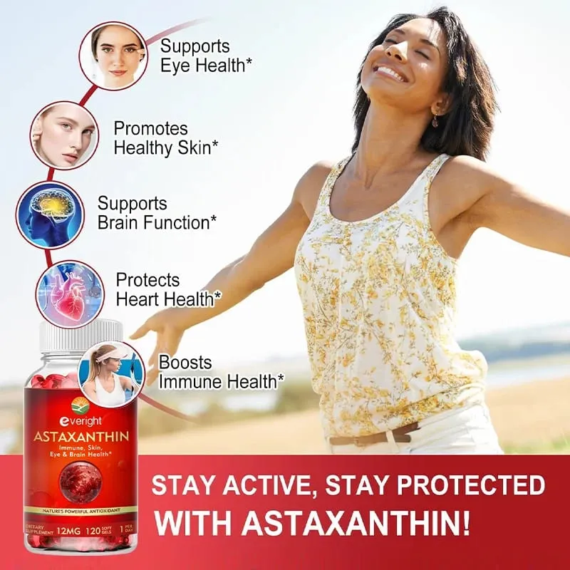 Astaxanthin - 12mg Premium Antioxidant Supplement to Support Eye Skin Joint & Immune System Health - Non-GMO & Gluten-Free — image 1