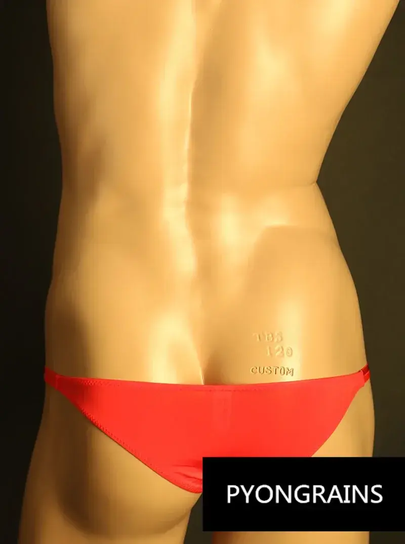 Férfi Állítható Fém O-gyűrű Dupla vékony pántos Bikini Alsónadrág Alacsony emelkedés Selymes Ice Silk 3D U Konvex Tasak Szexi Férfi Fehérnemű