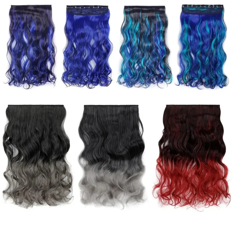 Water Wavy Clip in Hair Extension Synthetic Hair Highlight Silky Soft Natural Look with Invisible Lace Weft Hairpieces for Women — image 5