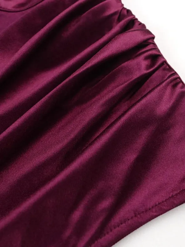 2026 Summer New Women's Color Ding Long Dress Solid Color Dress Split High Waist Temperament Bag Hip Commuter Dress — image 3