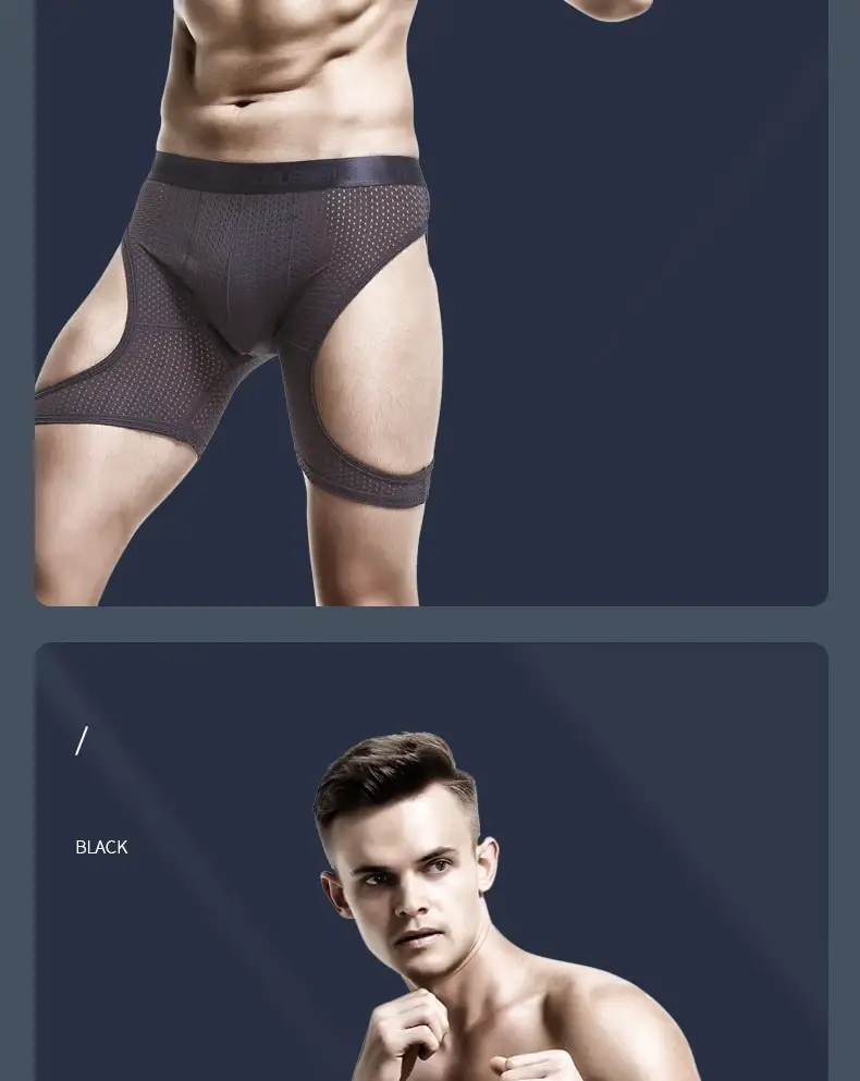 Roupa interior esportiva masculina de fitness gelo seda fina treinamento secagem rápida corrida estendida anti-desgaste perna não vestindo cuecas boxer — image 18