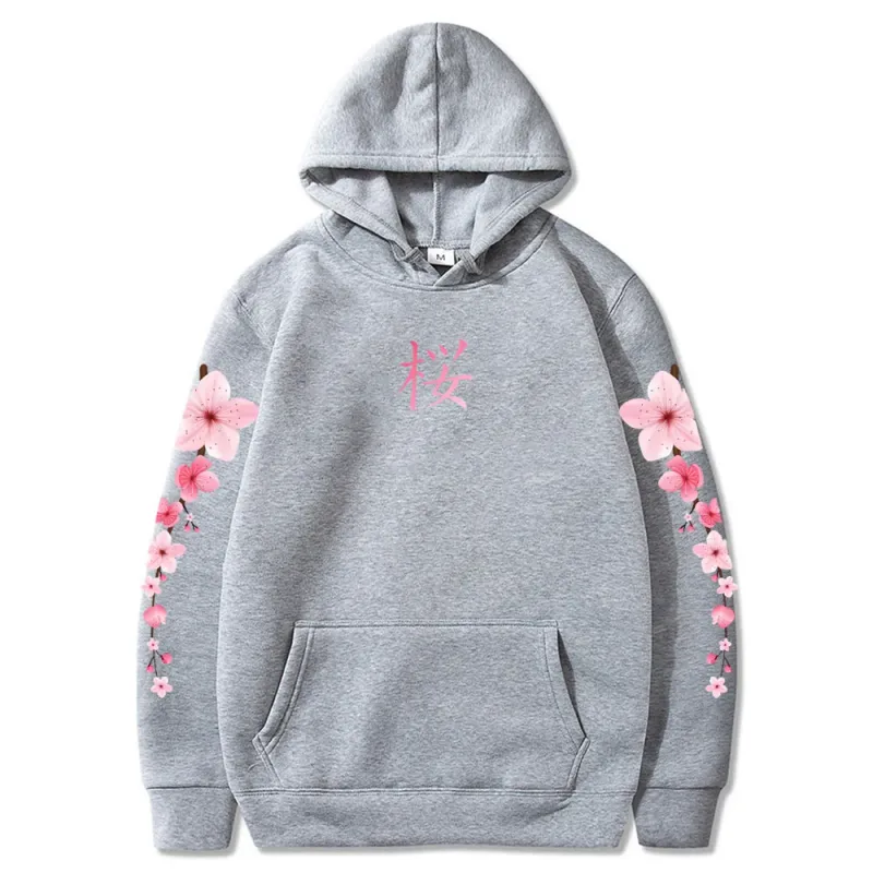 Japanese Blossom Sakura Graphic Hoodies Long Sleeve Winter Hooded Sweatshirts Casual Women/Men Comfortable Pullovers with Pocket — image 5