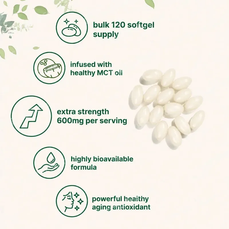 Alpha Lipoic Acid 600mg Softgels with MCT Oil Antioxidant Dietary Supplement Non GMO Gluten Free Soy Free 120 Softgels for Adult — image 4