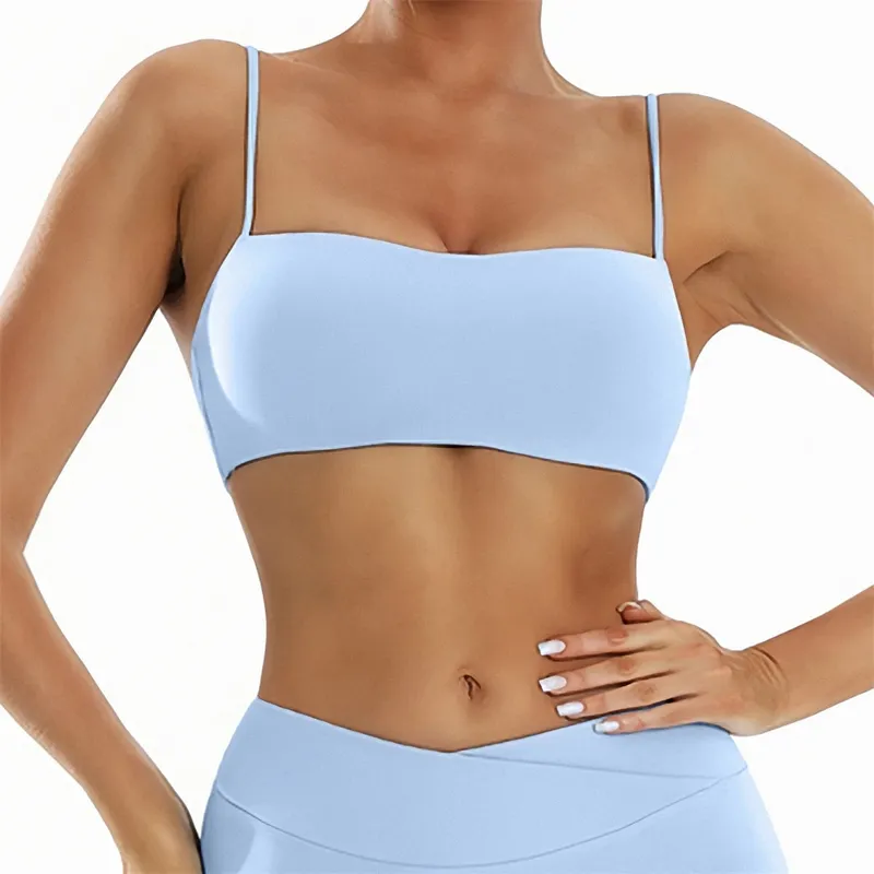 Sport Bra Women Sexy Strap Gym Bras Breathable Fitness Crop Top Yoga Underwear Padded Workout Push Up Tank Tops — image 7