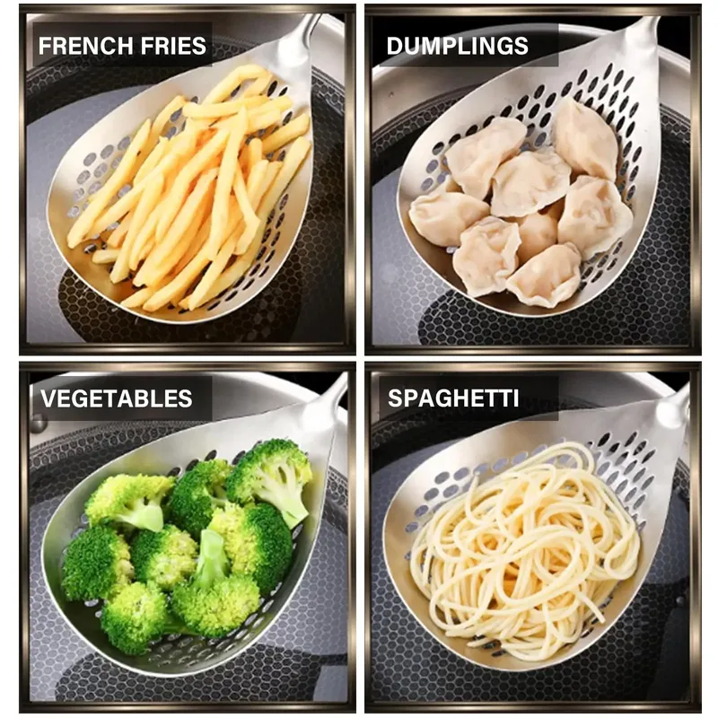 1Pc Heavy-Duty Stainless Steel Ladle Skimmer - High-Temp Resistant Fine Mesh Ergonomic Handle for Frying Hot Pot Kitchen Utensil — image 2