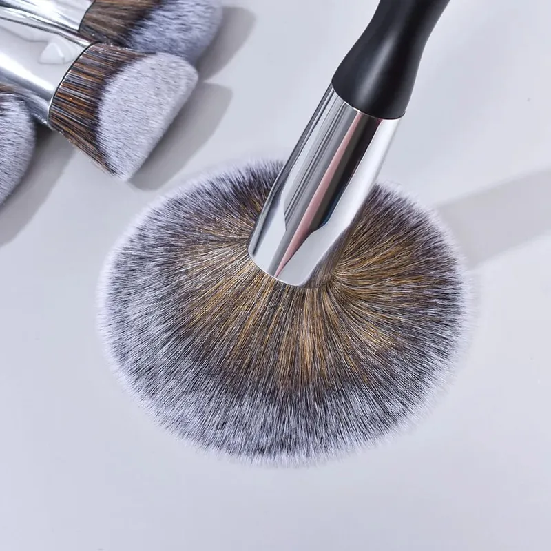 Black Makeup Brushes Private Label Powder Foundation Blush Eyeshadow Make Up Brush Set Natural Hair Brochas Wholesale 5Sets