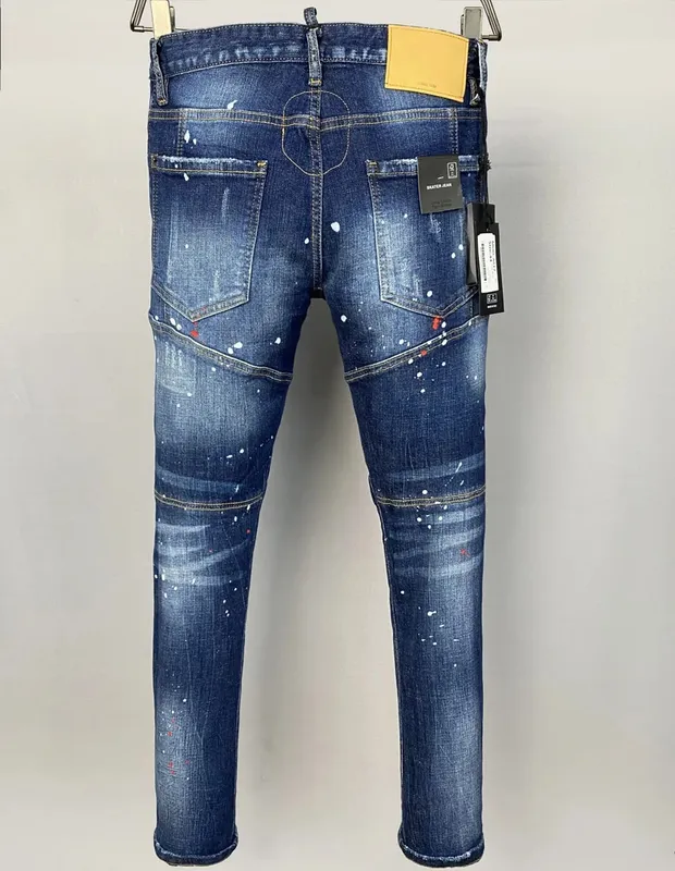 new Europe design Men Jeans Denim Pants Designer skinny BIKER JEANS blue best quality button Stretch D2 jeans pant 617