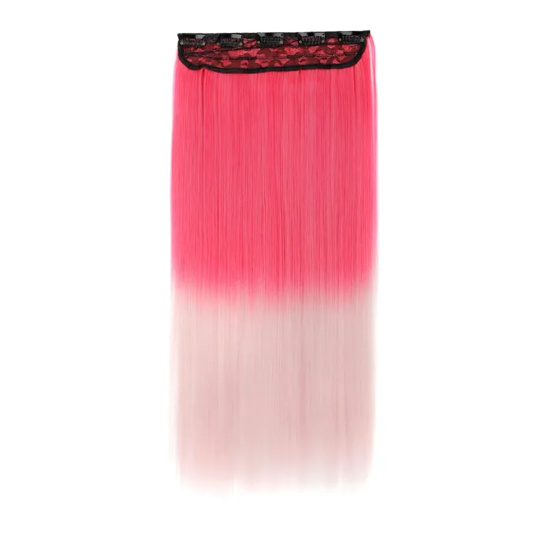 Zolin Straight Hair Clip In Hair Extension Rainbow Colorful Ombre Color One Piece With 5Clips Synthetic Cosplay Hairpieces — image 2