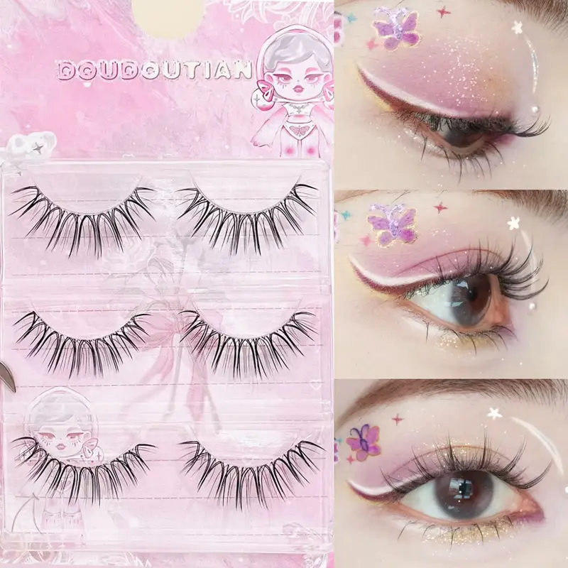 Doudoutian Korean Girl Group U Shape Individual Lashes Clear Band Natural Realistic Divine Beauty Eye Lashes