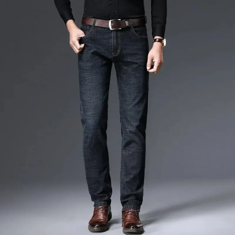 2025 Spring Autumn New Men's Jeans Casual Straight Stretch Fashion Classic Blue Black Work Denim Trousers Male Brand Clothing — image 5