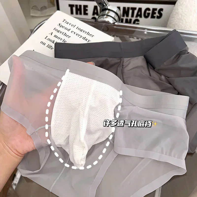 Transparent Men's Briefs Ultra-thin Ice Silk Quick Dry Panties Sexy U Bulge Pouch Man Underwear Breathable Underpants Cuecas — image 21