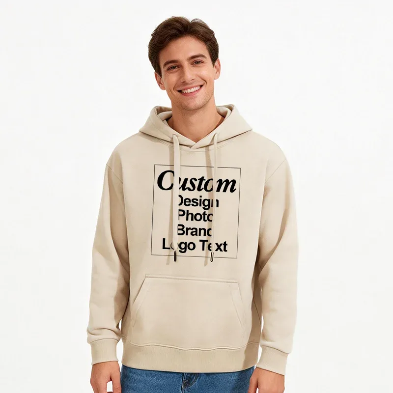 High Quality Custom Hoodie Cotton Sweatshirt Print Embroidery Brand Logo Text Photo Design Men Women Famliy Team Clothing 300g — image 8