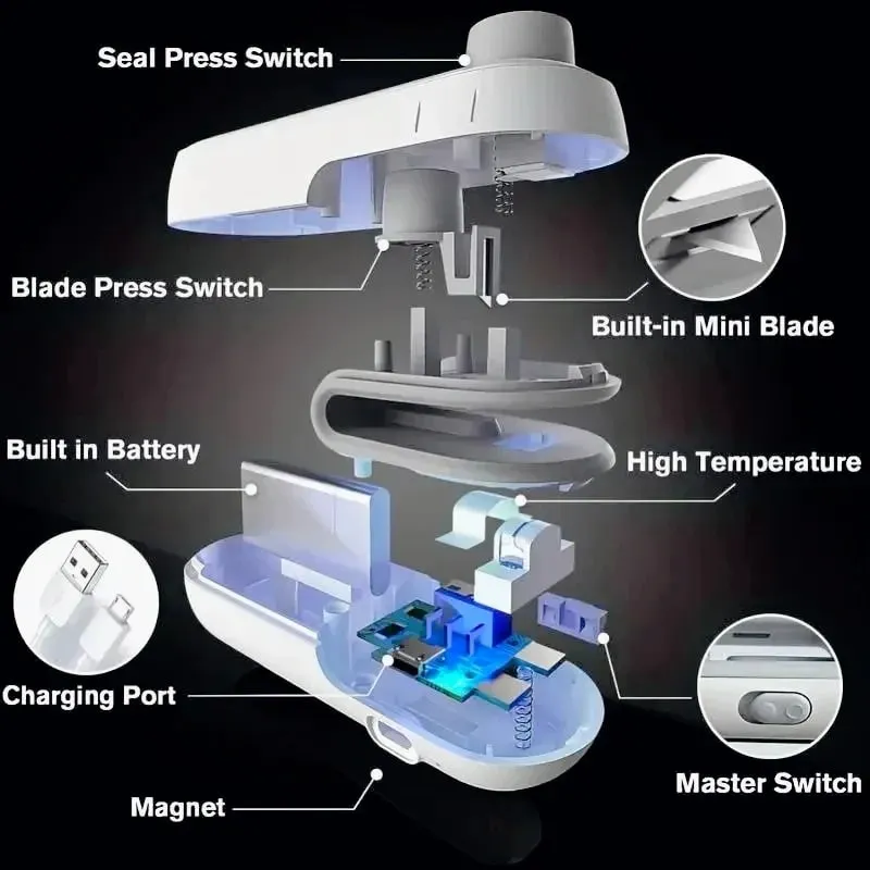 2in1 Plastic Bag Sealer Mini Portable Plastic Bags Sealing Machine Thermal Sealants Handheld Food Storage Packaging Heat Sealer
