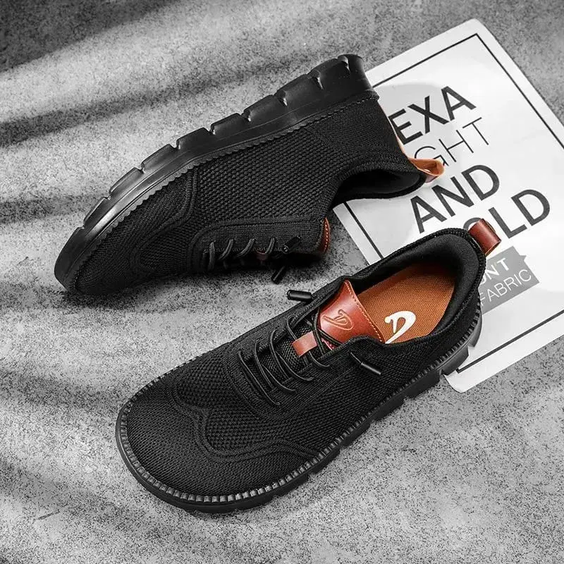 Men's Breathable Knit Wide‑Toe Casual Shoes Lightweight Comfortable Walking Hiking Sneakers Non‑Slip Soft Sole Fashion Dress S