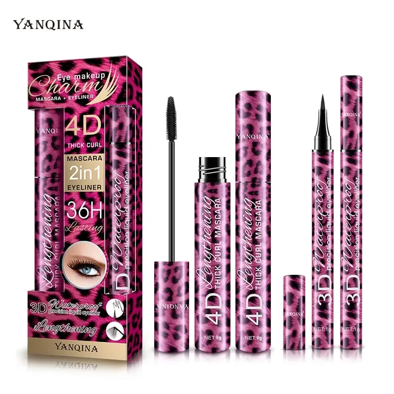 4D Waterproof Mascara & Liquid Eyeliner Set Thick Curling Eye Makeup Cosmetic Kit For Beginners — image 7