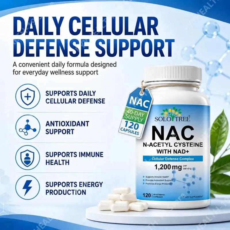 NAC N-Acetyl Cysteine Capsules 1200mg NAD+ For Cellular Immune & Antioxidant Energy Support Formula Adult 120 Count — image 2