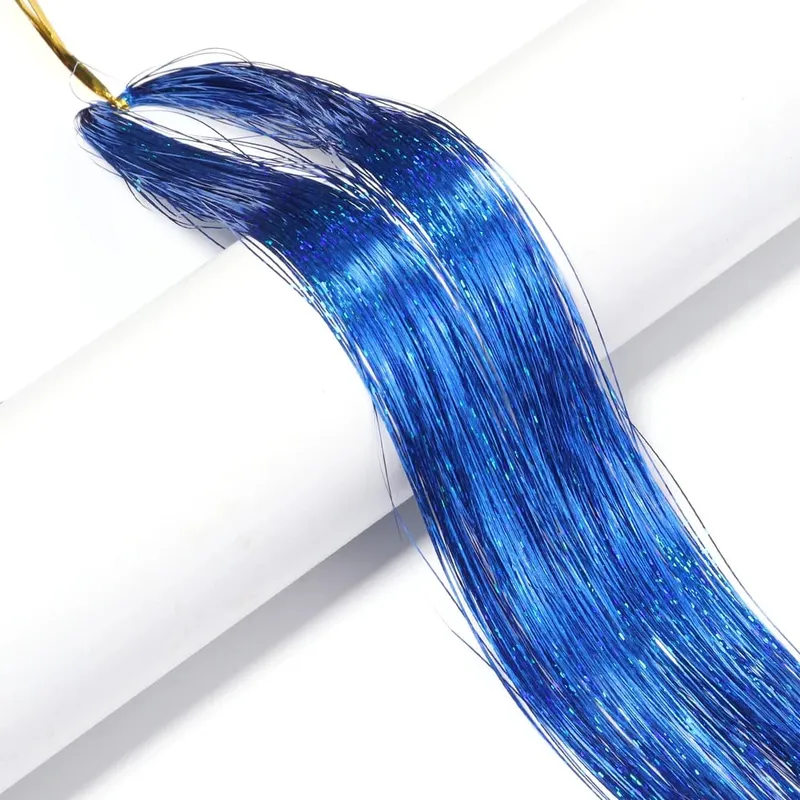 3pcs/pack 120cm Multicolor PET LLaser Hair Tinsel Strands Metallic Hair Extensions for DIY Party Cosplay Hair Decor Accessories — image 10