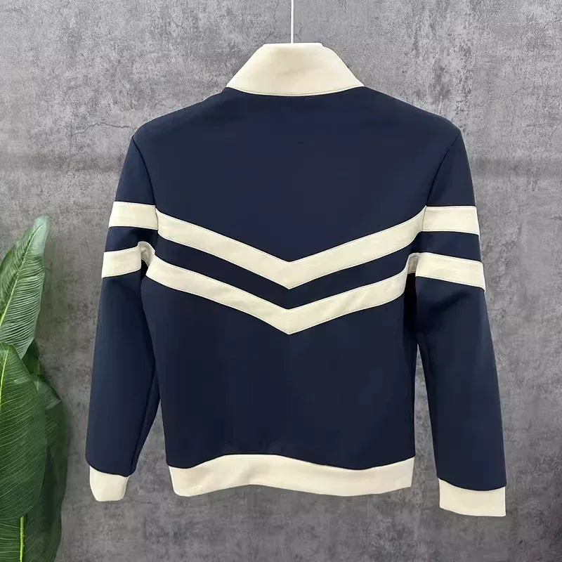 2026 Spring Luxury Stand Collar Sweatshirts Men's Trendy Splicing Hoodie Comfortable Versatile Casual Sweatshirts Men Clothing — image 8